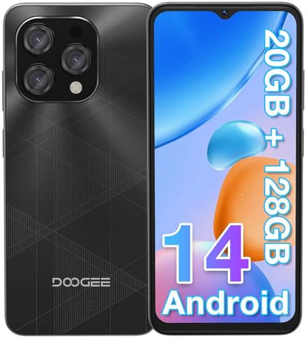 DOOGEE N55 Plus Telefono Movil Libres Android 14, 20GB RAM+128GB ROM 1TB Ampliable, Smartphone 6,56 HD+ 90Hz, Octa Core Móviles 5150mAh Batería, 13MP +8MP, Widevine L1, OTG/WiFi/GPS/Face ID-2025