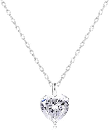 Philip Jones Silver Plated Heart Solitaire Necklace Created with Zircondia® Crystals