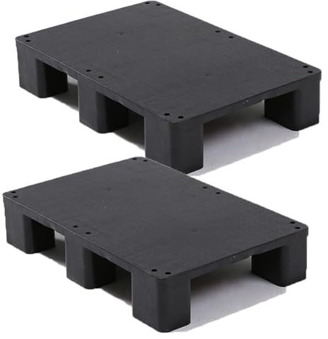 MVXBICIA Pallet in plastica, capacità 0,5 kg, modulare, per magazzini, carrelli elevatori, con armadio da cucina, per garage (nero, 2 pezzi, 80 x 80 x 12 cm)