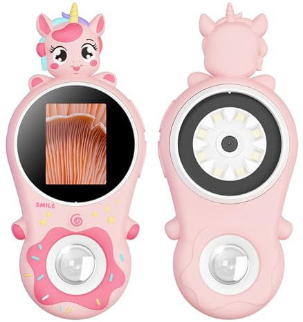 Tragbares Digitalmikroskop für Kinder mit 2 Zoll IPS-Display, 28x-500x Vergrößerung, 8 LED-Leuchten und 1080p USB-Kamera – Handheld Mikroskop PINK