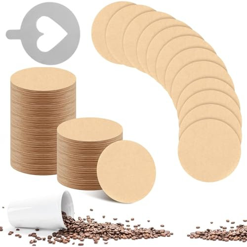 QZKJQDD 400 Stück Kaffeefilter Rund, 64mm Kaffee Filterpapier Ersatzfilter, Kaffeepapierfilter Kaffeekocher, Kompatibel mit Aeropress Kaffeemaschinen-Mit herzförmiger aufgedruckter Vorlage