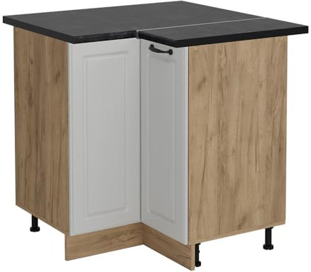 Vicco Eckunterschrank R-Line, Küchen Eckschrank, Weiß Landhaus, 75.6 cm, AP Anthrazit