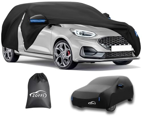 ZOFFI Universal Car Cover 5 Sizes With Driver Side Zip, All Weather Waterproof Scratchproof and UV Protection Fits Length 4.1M-4.2M Small Hatchbacks