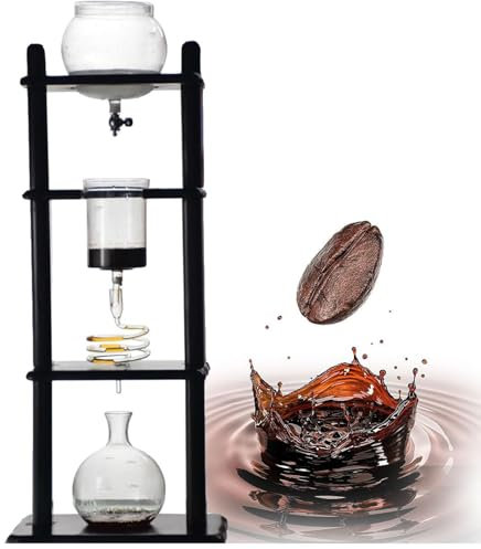 SFSLBFB Iced Coffee Cold Brew Drip Coffee Maker, Large Capacity Wood Glass Coffee Dripper Machine, Kitchen Home Commercial Office Ice Coffee Machine, Cold Brew Coffee Maker