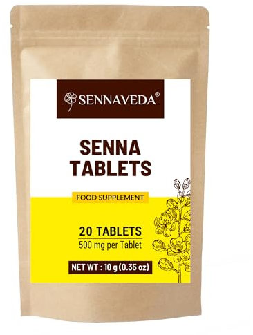 Sennaveda Senna Tablets 20 nos, Made with Senna Leaf Powder, Laxatives, Digestive Health, Detox Cleanse, Senna Leaf Powder Tablet