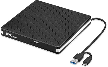 Enwye Masterizzatore Dvd Esterno USB/Type-C, velocità 8X, unità con Caricamento a Vassoio per Riproduzione e masterizzazione, Cache da 8 MB, Materiale ABS
