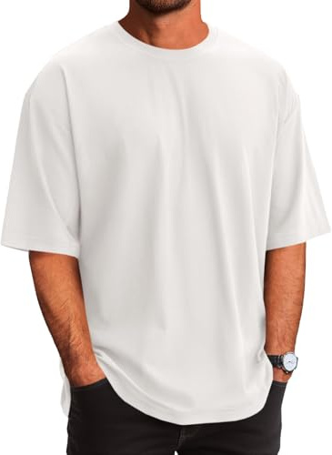 Runcati Mens T-Shirts Cotton Short Sleeve Oversized Tshirts Beach Tees | Lightweight, Casual, Soft, Loose fit, Drop shoulder design, Crew neck, Work tops, Big and tall, for Summer, Vacation, Wedding