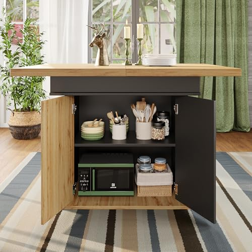 Kebnor Esstisch Teleskoptisch(110-140×80cm), klappbarer Küchentisch für 4-6 Personen, Ausziehbarer,platzsparender Küchentisch,für Küche und Wohnzimmer,Esstisch im Retro-Stil