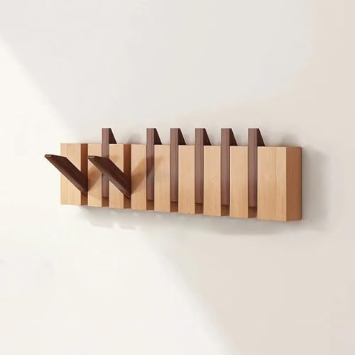 Appendiabiti da Parete in Faggio, Gancio Ribaltabile con Design a Forma di Tasto di Pianoforte, Appendiabiti Salvaspazio per Cappotti Borse e Cappelli, per Armadio Camera da Letto(Mix,8 hooks)