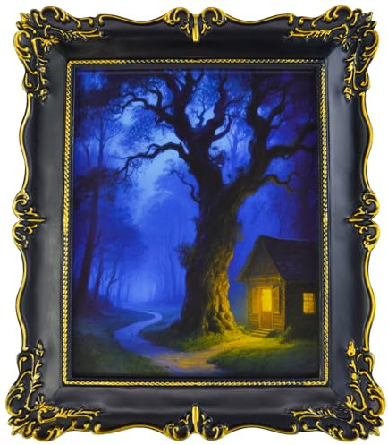 HQHC1996 Vintage 8x10 Picture Frame, Black Ornate Baroque Photo Frame with Hand-Painted Gold Decorative Floral Design, Antique Tabletop or Wall Hanging Retro Home Decor Photo Gallery Art