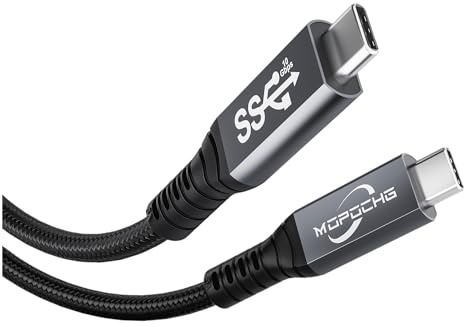 MOPOCHG Cable USB C a USB C 3.2 Gen2×2, Cable USB Type C Vídeo 4K@60Hz 10Gbps Data Transfer, Carga Rápida PD 100W 20V/5A para Thunderbolt 3, MacBook Pro, iPad, iPhone 17 16 15, PSSD, Monitor, 1M