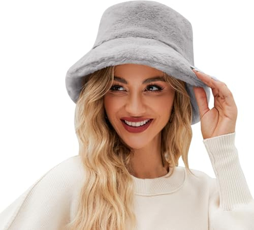 Hsternexy Fellmütze Damen - Flauschige Plüsch Mütze Plüschhut Fell Weich Russenmütze Russian Hat Kunstpelz Trapper Pelzmütze Russische Kosakenmütze Warm Winter Fellhut Trappermützen