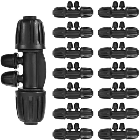 Hydrogarden 15 Stück Schlauch Verbindungsstück 1/2 Zoll, T-Stücke Bewässerung Verbinder, Garten Schlauchverbinder, Reduzier-T-Stück mit Widerhaken für Gartenbewässerungssystem (4-Wege)