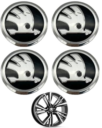 4 Stück Felgendeckel Nabendeckel Nabenkappen,Rad-Emblem-Abzeichen-Logo-Aufkleber,Radnabenkappen,Nabendeckel, Radnabendeckel,Für Fabia, Octavia, Superb, Yeti 4 X 56 Mm