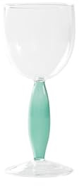 Zafferano Dorici - Set di 4 bicchieri da vino bianco in vetro borosilicato soffiato a mano trasparente e verde lago, design artigianale elegante e raffinato