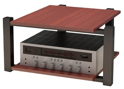 Leaceuv Mobile HIFI,Rack e Supporti HiFi,2/3/4-Level Mensola Rack in legno e Metallo,Mobili per hi fi,Mobile Giradischi,Mensola Movimento Stand,per Lettore DVD Amplificatore Sky box(Teak,2 Tier)
