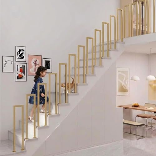 Corrimano a Forma di U in Ferro per Scale Interne ed Esterne, Ringhiera Antiruggine per Soffitta Veranda Corridoio con Montaggio Laterale/Verticale, 35-139cm con Kit di Installazione Completo
