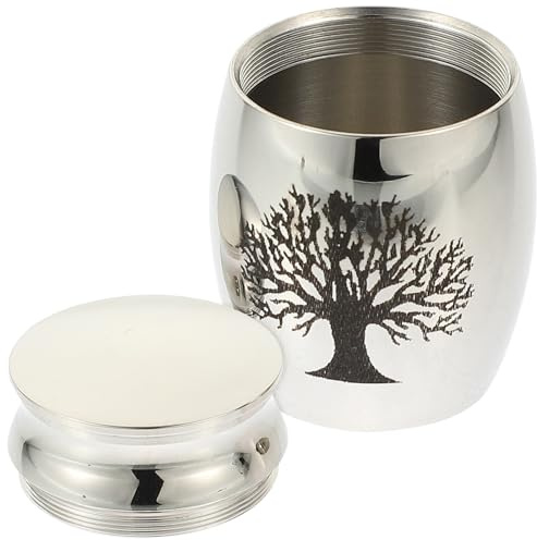SHINEOFI Relicarios Urna Funeraria Sencilla de Acero Inoxidable para Cenizas Superficie Lisa y Tamaño Pequeño Adecuado para Conservar Cenizas Conmemorativas para Mascotas