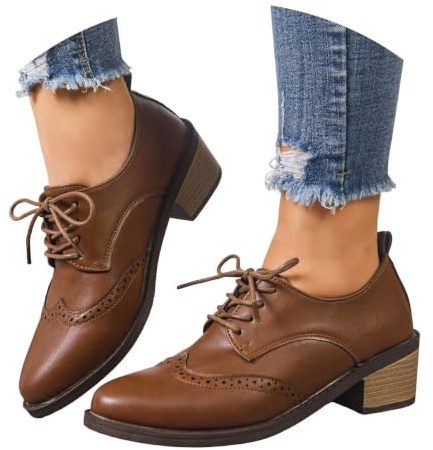 Generisch Botines de mujer con tacón de bloque Slip-On Botines cortos para día festivo diario Zapatos de invierno sólidos, café, 40 EU