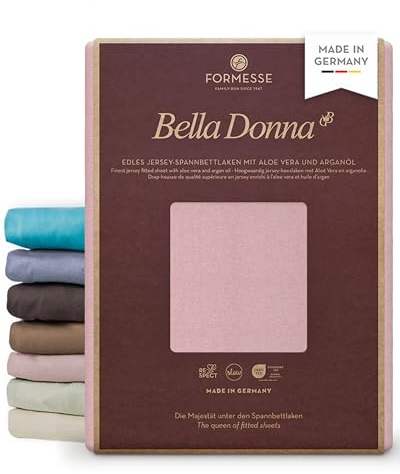 Bella-Donna Bella-Donna Jersey Spannbettlaken, Altrose, 140 cm x 200 cm | FORMESSE Farbe Altrosé; 140x190-160x220cm, bis 30cm; 97% Baumwollzwirn, 3% Elastan; Aloe vera&Arganöl, intensive Farben