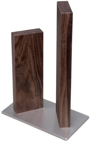KAI Petit Bloc à couteaux magnétique Stonehenge en noyer avec base en acier inoxydable - bois haut de gamme - pour 4 couteaux - dimensions 18 x 10 x 28-30 cm