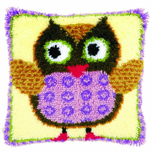 Vervaco Knüpfkissen mit Knüpfhaken, Leinen, Multi, 40 x 40 cm