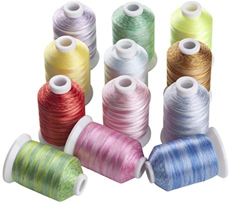 Simthread Multi Farben Polyester Maschinen Stickgarn - 1,000 Meters, für Brother, Babylock, Bernette, Janome, Kenmore, Singer, W6 N 5000 Stickmaschine und Nähmaschine (12 Farben-VA)