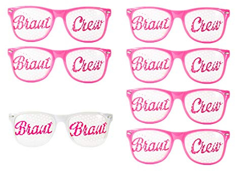Oblique Unique® Brille Braut + Braut Crew Set 7 STK. JGA Junggesellinnenabschied Hen Party Bride to be Brillen Weiß Pink