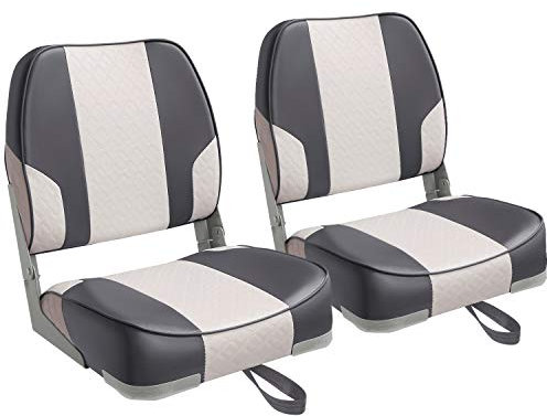 Leader Accessories Low Back Fishing Marine Boat Seat 2 Pack White/Charcoal