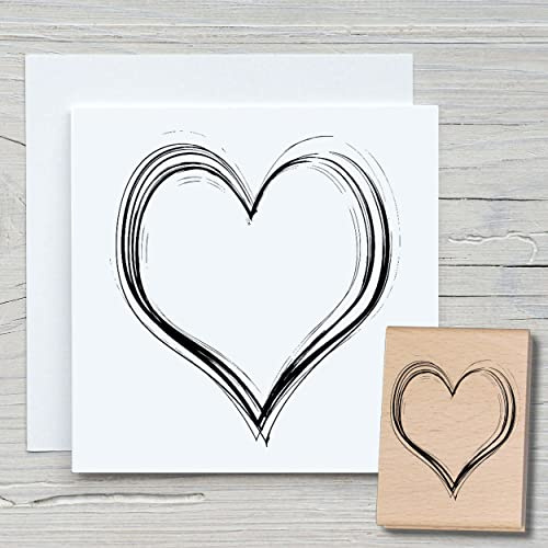 NEWSTAMPS Stempel Herzkreisel 01 Motivstempel aus Holz & Gummi zum Karten und Geschenke basteln, Holzstempel für Hochzeit, Liebe, Scrapbook, Textilstempel, Deko, Freunde