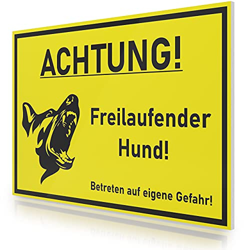 FLAGLY Premium skylt 30 x 20 cm tillverkad av 3 mm PVC hård skumplatta tillverkad i Tyskland – stabila skyltar/varningsskyltar, väderbeständig och UV-beständig (observera utomhus-hund)