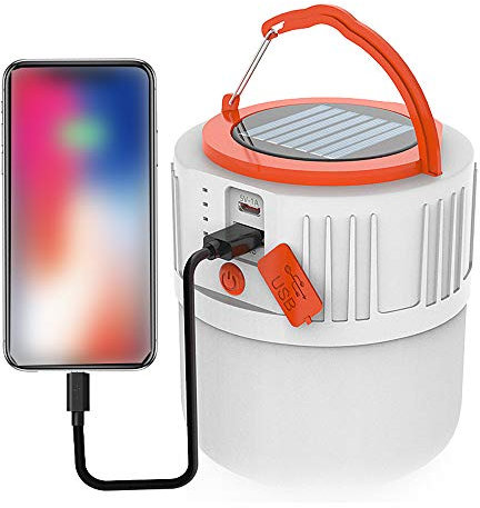 Kavolet Solar campinglampe, Tragbare Camping Laterne, USB-Solarlicht, Campinglampe aufladbar mit 24 Lampenperlen, Campingausrüstung Camping zubehör