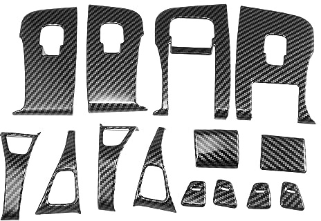 X AUTOHAUX 1 Set Window Control Panel Cover Door Lock Switch Trim for Tesla Model 3 Model Y 2021-2022 Car Interior Accessories Carbon Fiber Pattern | for Tesla Model Y 2021-2022, Car Interior Accessories, Carbon Fiber Pattern