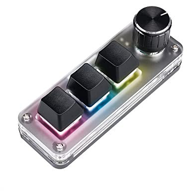 DucKey Mini Teclado Mecánico, Teclado Personalizado RGB De 3 Teclas con Interruptor De Intercambio En Caliente De Perilla para Juegos Programación Macro (Color : A, Size : Blue Switch)