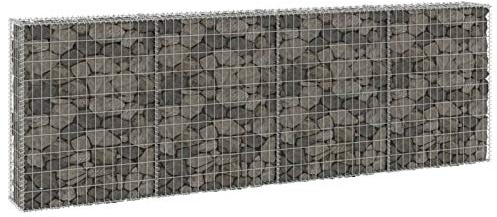 Tidyard Mur de gabion avec couvertures panier mur gabion jardin acier galvanisé 300 x 30 x 100 cm Gabions en pierre décoratifs gabion pour jardinage paysage