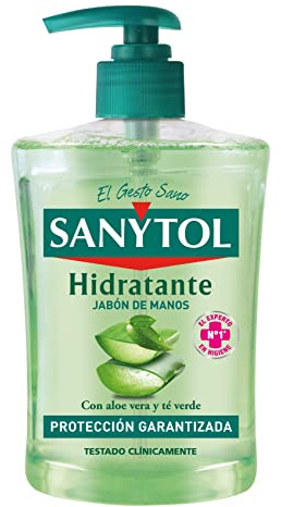 Sanytol - Jabón de Manos Hidratante, Protege, Limpia e Hidrata, con Aloe Vera y Té Verde - 500 ml