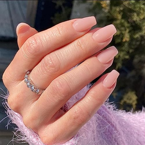 (pink) Baby Rosa Drücken Sie auf Nägel Mittel Coffin,KXAMELIE Sanft Gel Natürlich Solid Gefälschte Nägel Acryl Anpassen Mittel Quadrat Neutral wiederverwendbar Glue on Nails Tägliche Nutzung