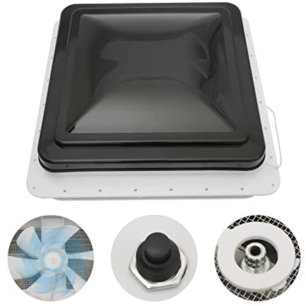 KenSyuInt Ventilateur de toit avec fenêtre de toit, fenêtre de toit, hotte d'aération pour caravane, camping-car, caravane, hotte de toit 42 x 42 cm