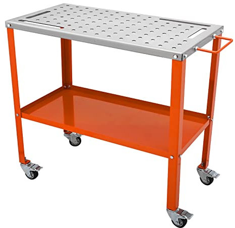 VEVOR Tavolo da Saldatura Lavoro Saldatore in Acciaio al Carbonio Capacità Carico Max. 544kg, Banco di Lavoro per Saldatura 91,4 x 45,7 cm da Officina Garage, Tavolo da Saldatura 94 Fori Portautensili