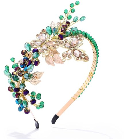 IYOU Sposa Matrimonio Fascia per Capelli Verde Scintillante Cristallo Cerchietto Farfalla Prom Damigella D'onore Accessori per capelli per Donne