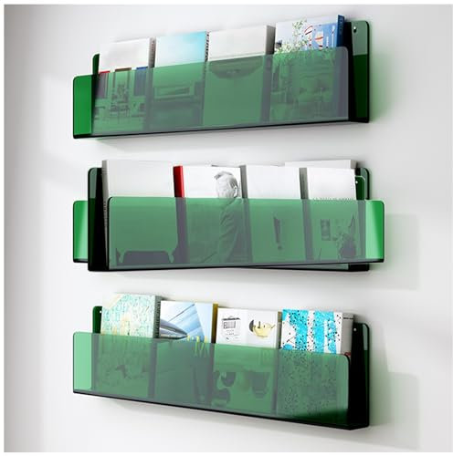 Zeitungsständer Grüner Durchsichtiger Prospekthalter Aus Acryl Zeitschriftenständer Für Kinder Für Die Wand, 3er-Pack Hängendes Bücherregal / Literatur-Organizer, Büro ( Color : Green , Size : 60cm/23