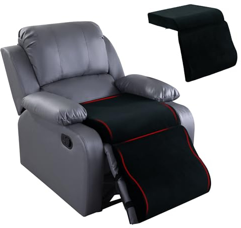 HOMBYS Foam Recliner Cushion with Leg Pillow for Elderly Large Square Seat Cushion Wave Shape Footrest for Armchairs Couch, Medium Thick & Supportive, Non-Slip Design, Black