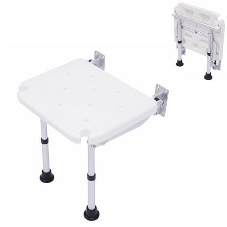Faltbar Duschhocker, Höhenverstellbar Duschstuhl 42-53cm, Belastbar bis 100kg, AntiRutsch Duschsitz, Duschhilfe, Badsitz, Duschstuhl, Duschklappsitz, Badestuhl