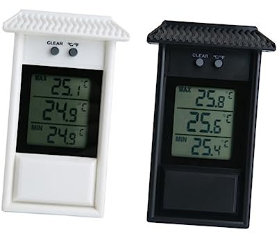 FUNOMOCYA Termometro Da Esterno Digitale Per Giardino Con Funzione Di Memoria Misuratore Di Temperatura Senza Batteria Scala Da Facile Installazione Su Finestra o Muro Colore Bianco