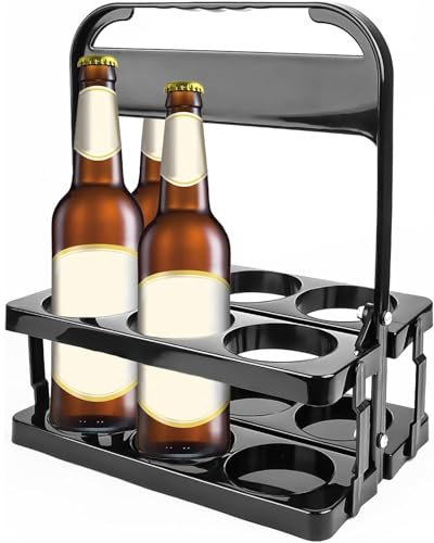 Csirnto Porte-bouteilles Pliable pour 6 Bouteilles - Panier en Plastique avec Poignée pour Bière, Vin et Autres Boissons