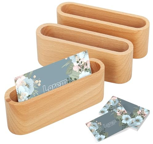 XCRPRT Kreative Hölzerne Visitenkartenhalter - 3er Set Visitenkartenständer aus Holz für Ausstellung, Messe, Empfang, Büro