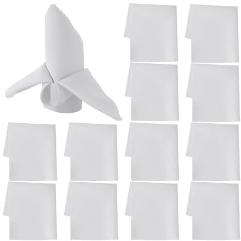 GmeDhc 12 servilletas de tela blanca, 48 x 48 cm, para hotel, almuerzo, restaurante, Navidad, bodas, eventos y fiestas