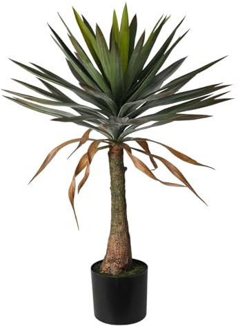 URBNLIVING Large Yucca Tree Indoor 90 cm Tall Decorative House Potted Artificial Faux Plants Outdoor Modern Home Office Living Room Bedroom Balcony Corner Decoration - 1 Pack