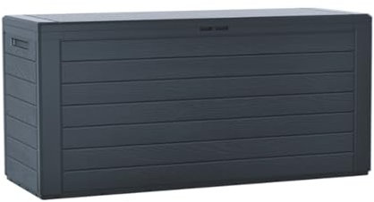 Stolmet Garden Storage Box | Realistic Wood-Look Design | Weather-Resistant Outdoor Cushion Chest | 280L, 190L, 140L Capacity | Anthracite & Dark Brown (Anthracite, 280L)