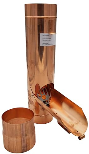 zbs24 Regenrohrklappe 100mm in Kupfer, mit Laubsieb, konische Bauform für einen mühelosen Einbau, Set 2 mit Muffe zur Montage bei abgeschnittenen Fallrohren